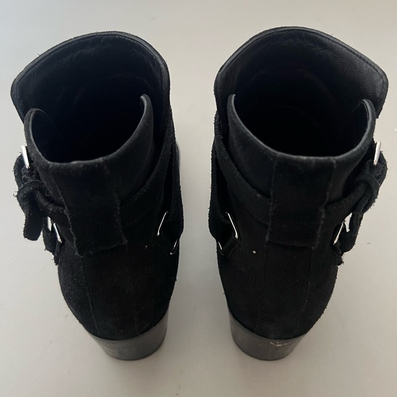 Saint Laurent Black Suede Buckle Strap Ankle Boot - Picture 10 of 14